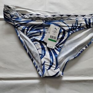 Tommy Bahama Blue and White Bikini Bottom with Abstract Pattern